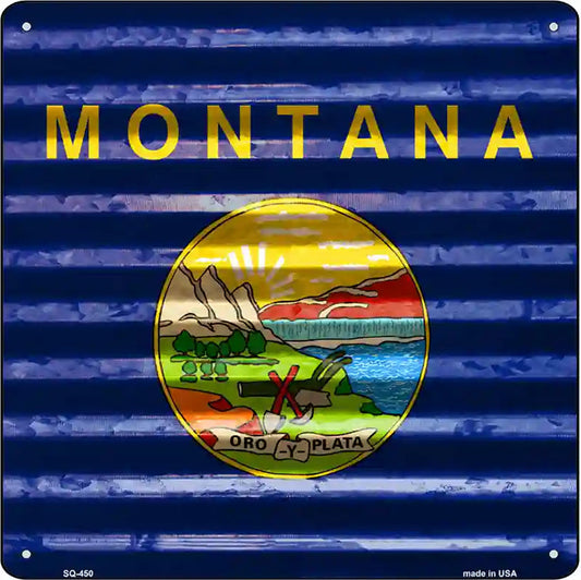 Montana Flag Corrugated Effect Novelty Square Sign