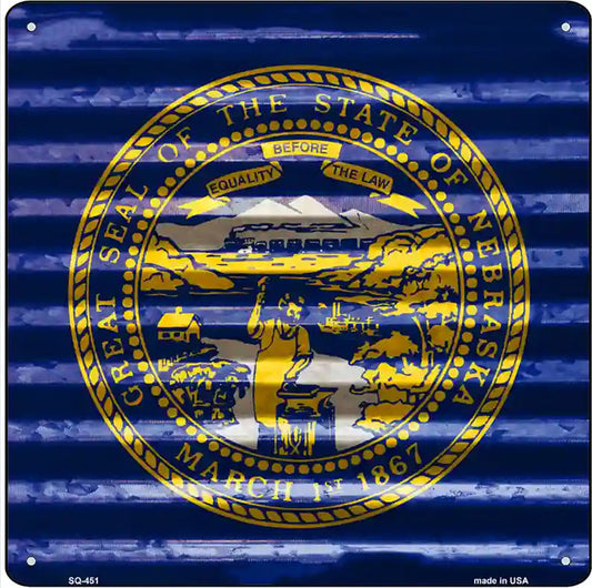 Nebraska Flag Corrugated Effect Novelty Square Sign