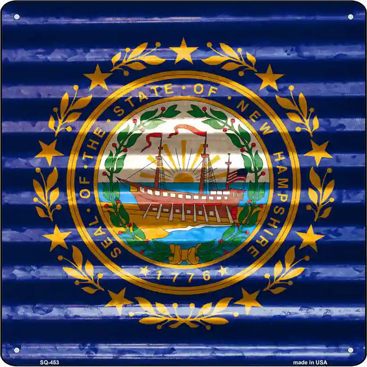 New Hampshire Flag Corrugated Effect Novelty Square Sign