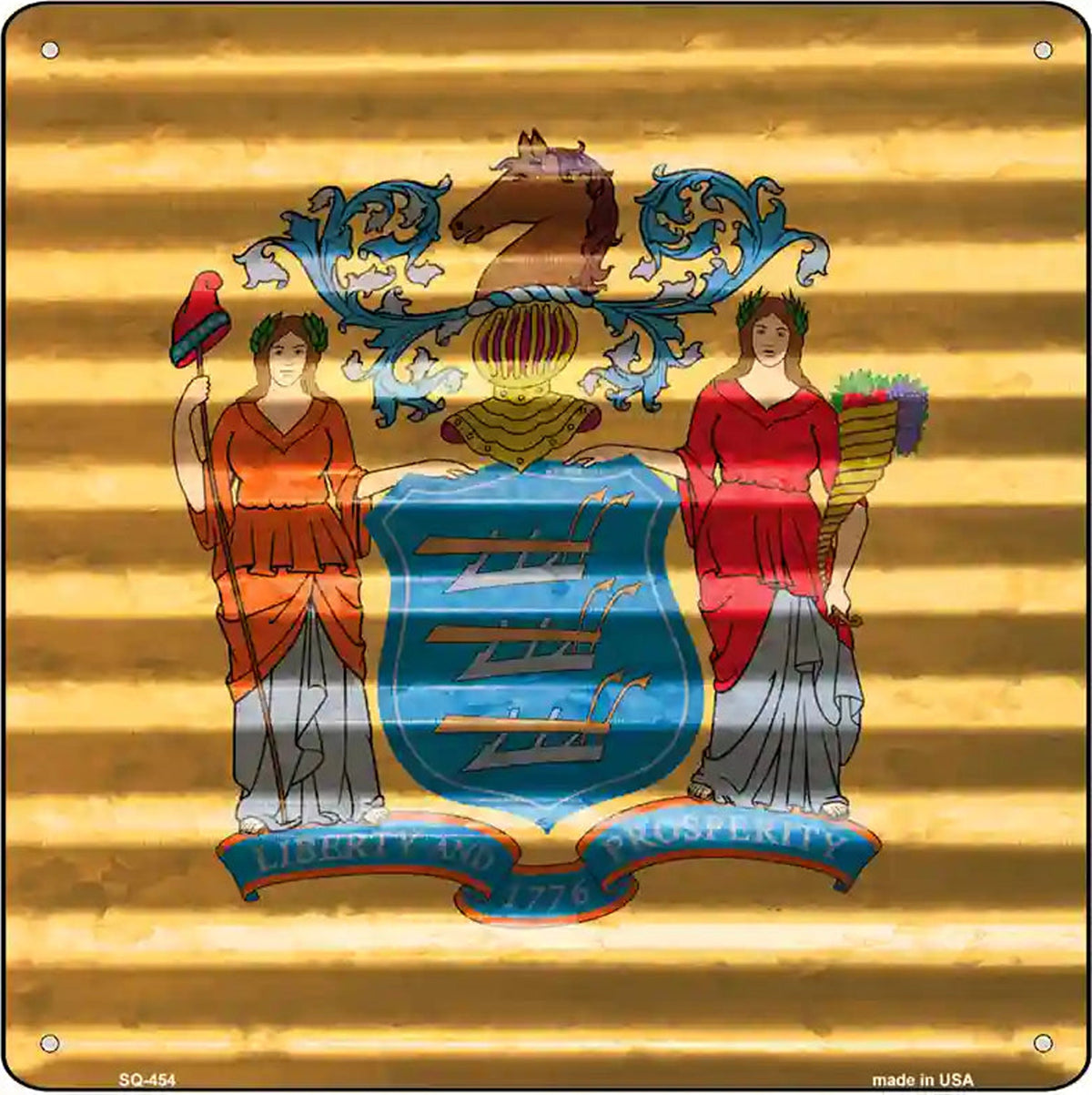 New Jersey Flag Corrugated Effect Novelty Square Sign