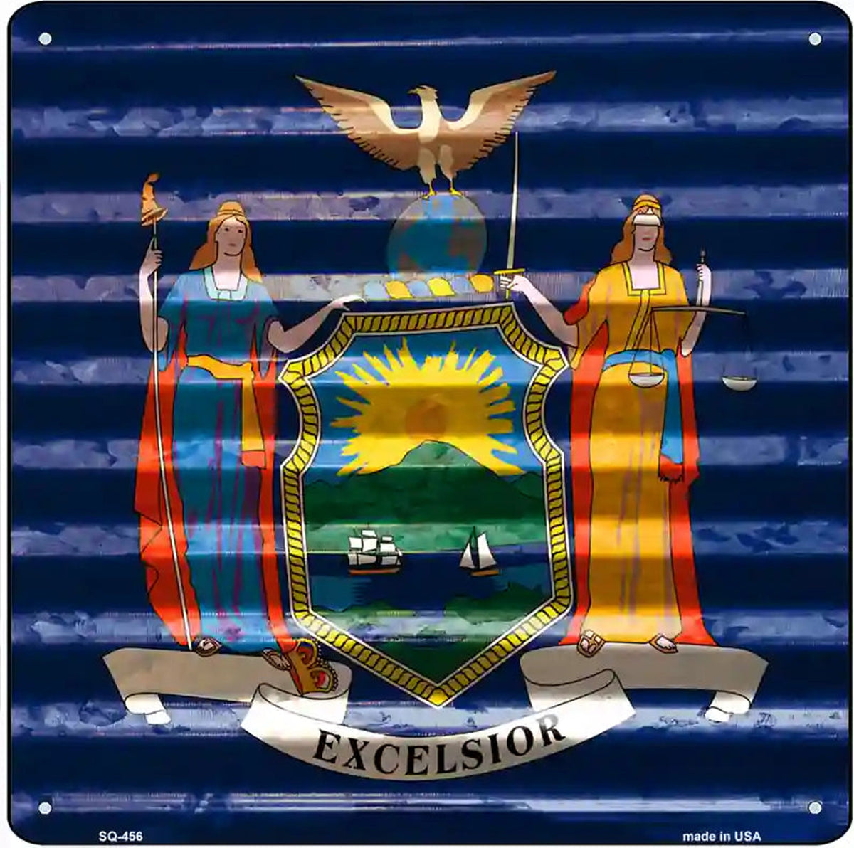 New York Flag Corrugated Effect Novelty Square Sign