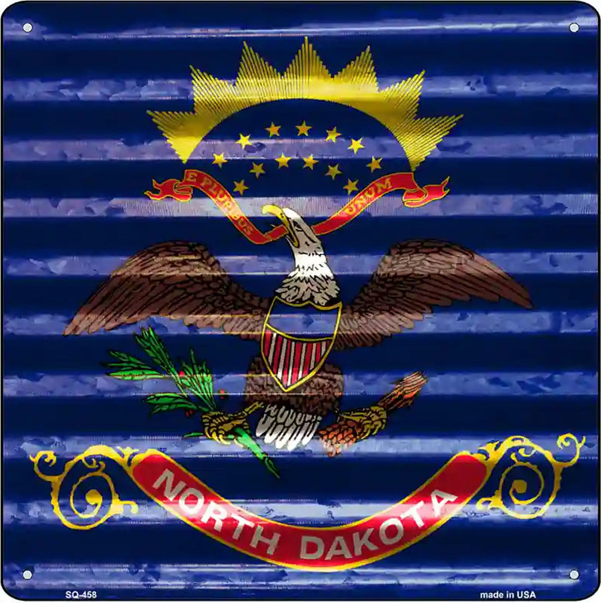 North Dakota Flag Corrugated Effect Novelty Square Sign