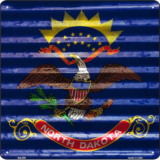 North Dakota Flag Corrugated Effect Novelty Square Sign