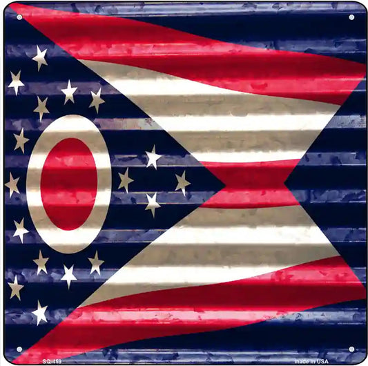 Ohio Flag Corrugated Effect Novelty Square Sign