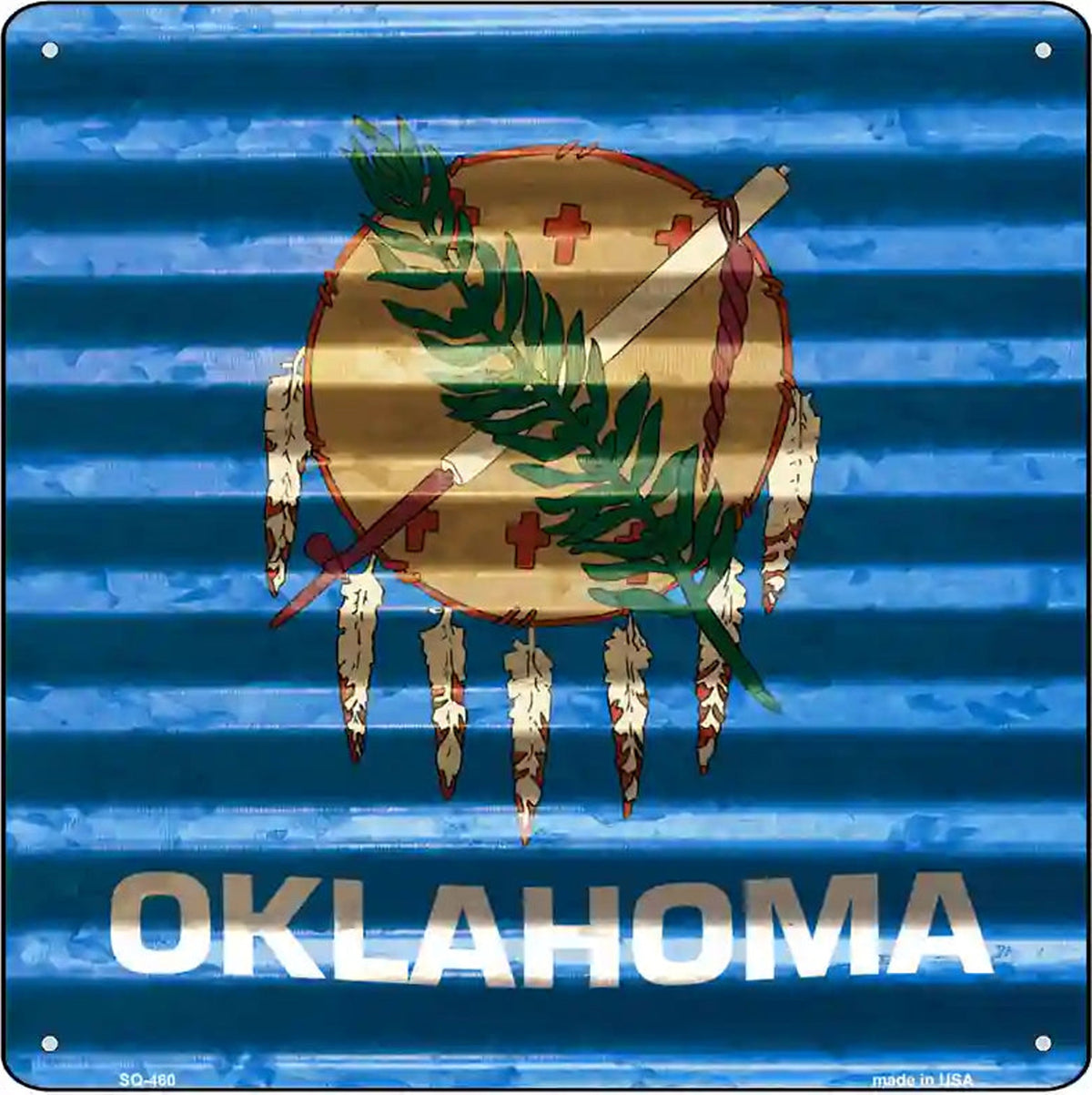 Oklahoma Flag Corrugated Effect Novelty Square Sign