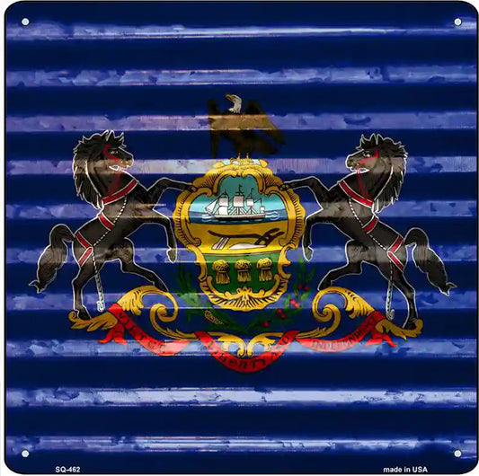 Pennsylvania Flag Corrugated Effect Novelty Square Sign
