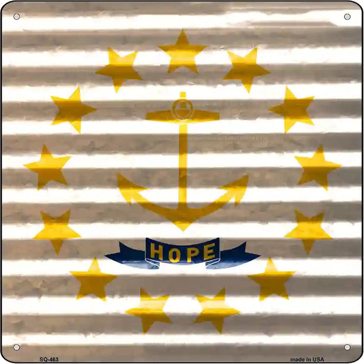 Rhode Island Flag Corrugated Effect Novelty Square Sign