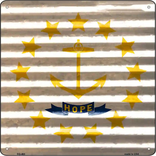 Rhode Island Flag Corrugated Effect Novelty Square Sign