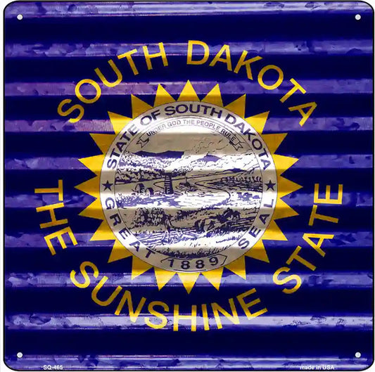 South Dakota Flag Corrugated Effect Novelty Square Sign