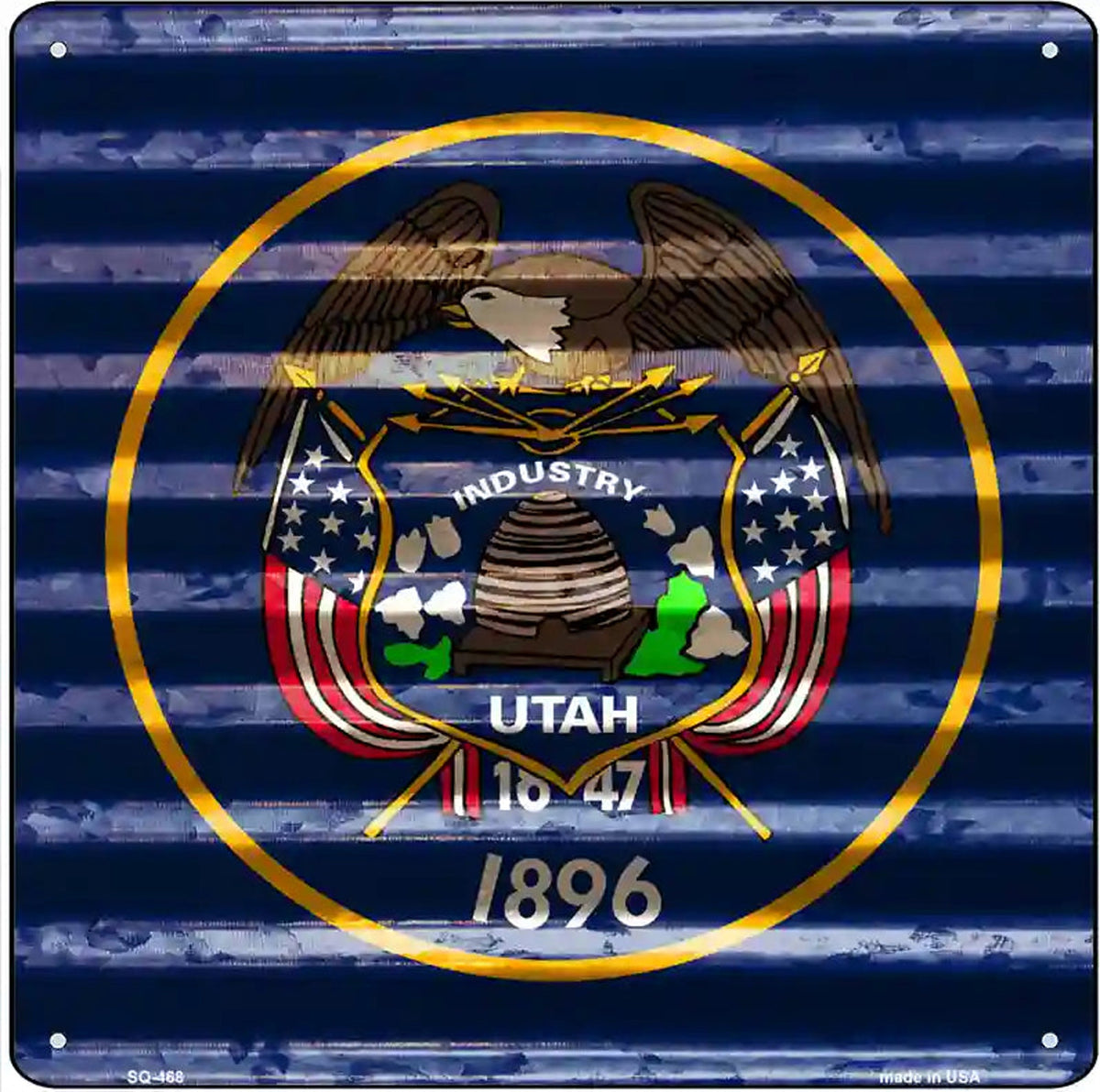Utah Flag Corrugated Effect Novelty Square Sign