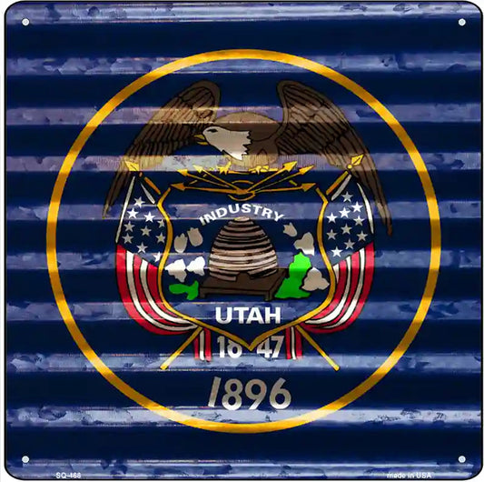 Utah Flag Corrugated Effect Novelty Square Sign