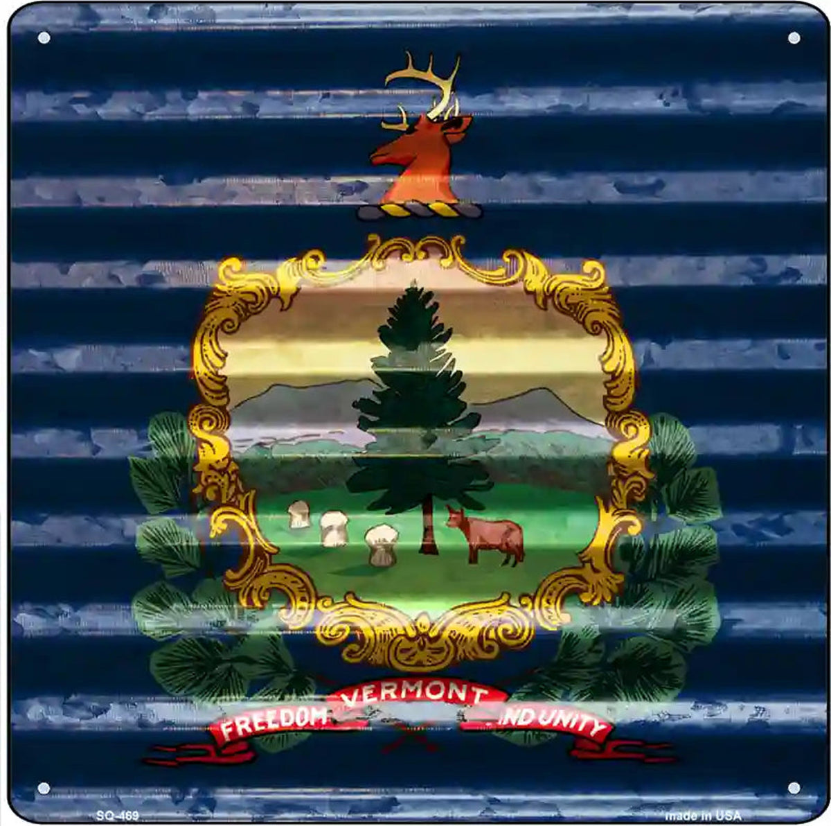 Vermont Flag Corrugated Effect Novelty Square Sign