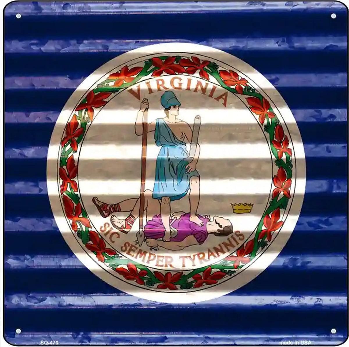 Virginia Flag Corrugated Effect Novelty Square Sign
