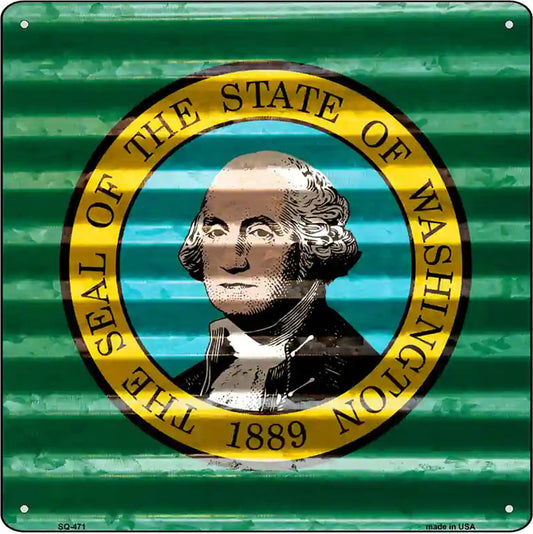 Washington Flag Corrugated Effect Novelty Square Sign