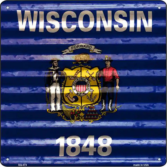 Wisconsin Flag Corrugated Effect Novelty Square Sign