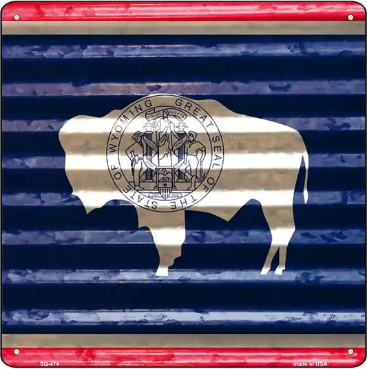 Wyoming Flag Corrugated Effect Novelty Square Sign