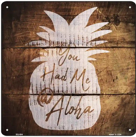 You Had Me At Aloha Painted Stencil Novelty Square Sign