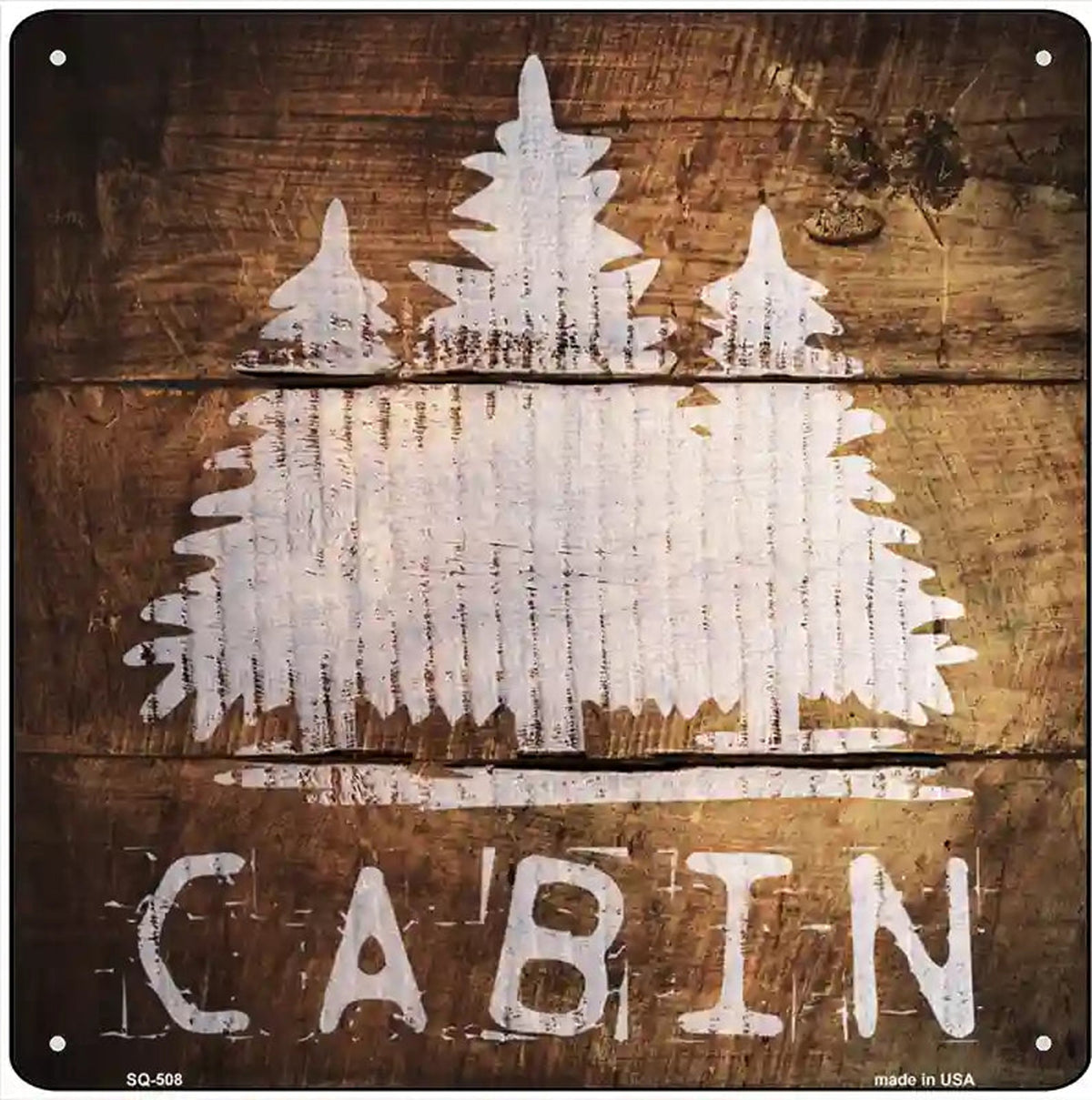 Cabin Painted Stencil Novelty Square Sign