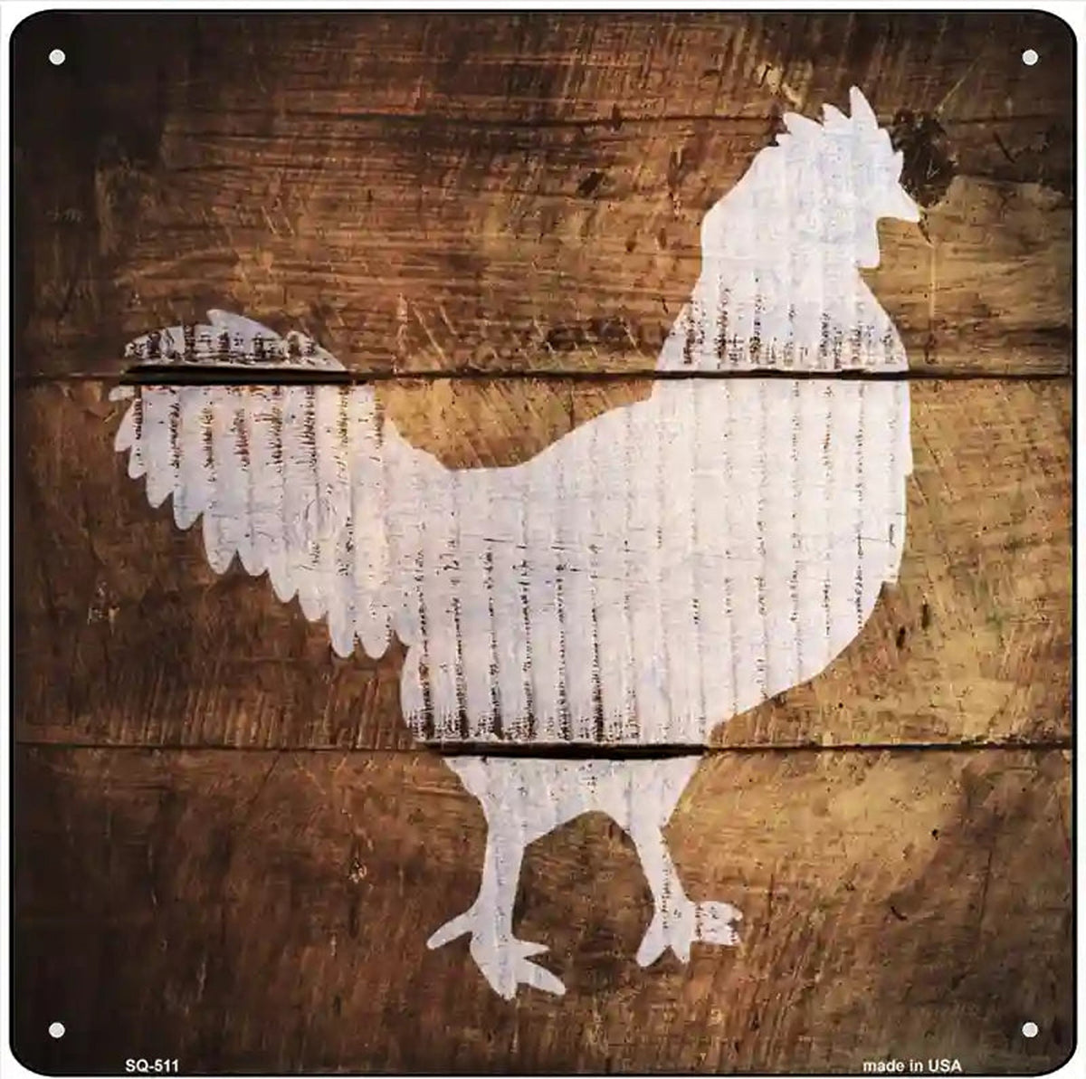 Rooster Painted Stencil Novelty Square Sign