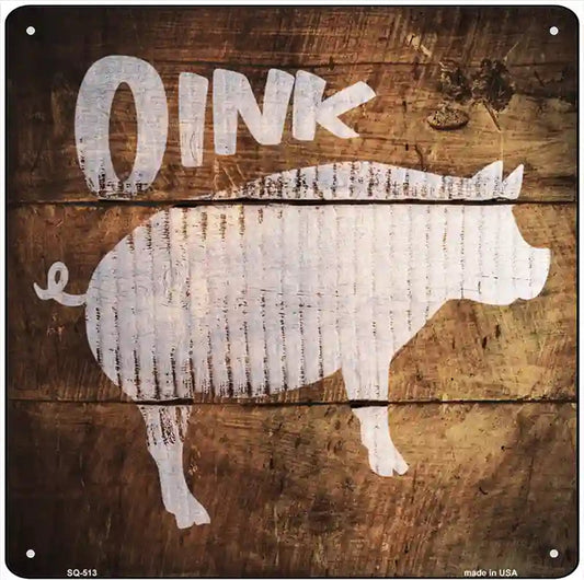 Pig Painted Stencil Novelty Square Sign