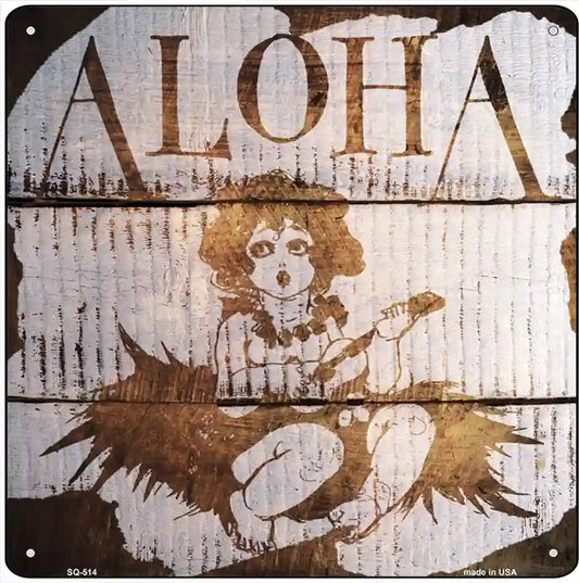 Aloha Painted Stencil Novelty Square Sign