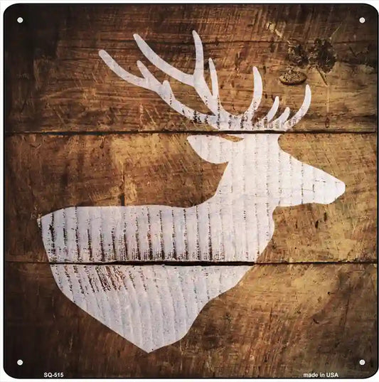 Deer Head Painted Stencil Novelty Square Sign