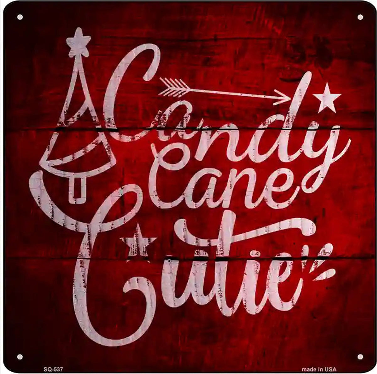 Candy Cane Cutie Novelty Metal Square Sign