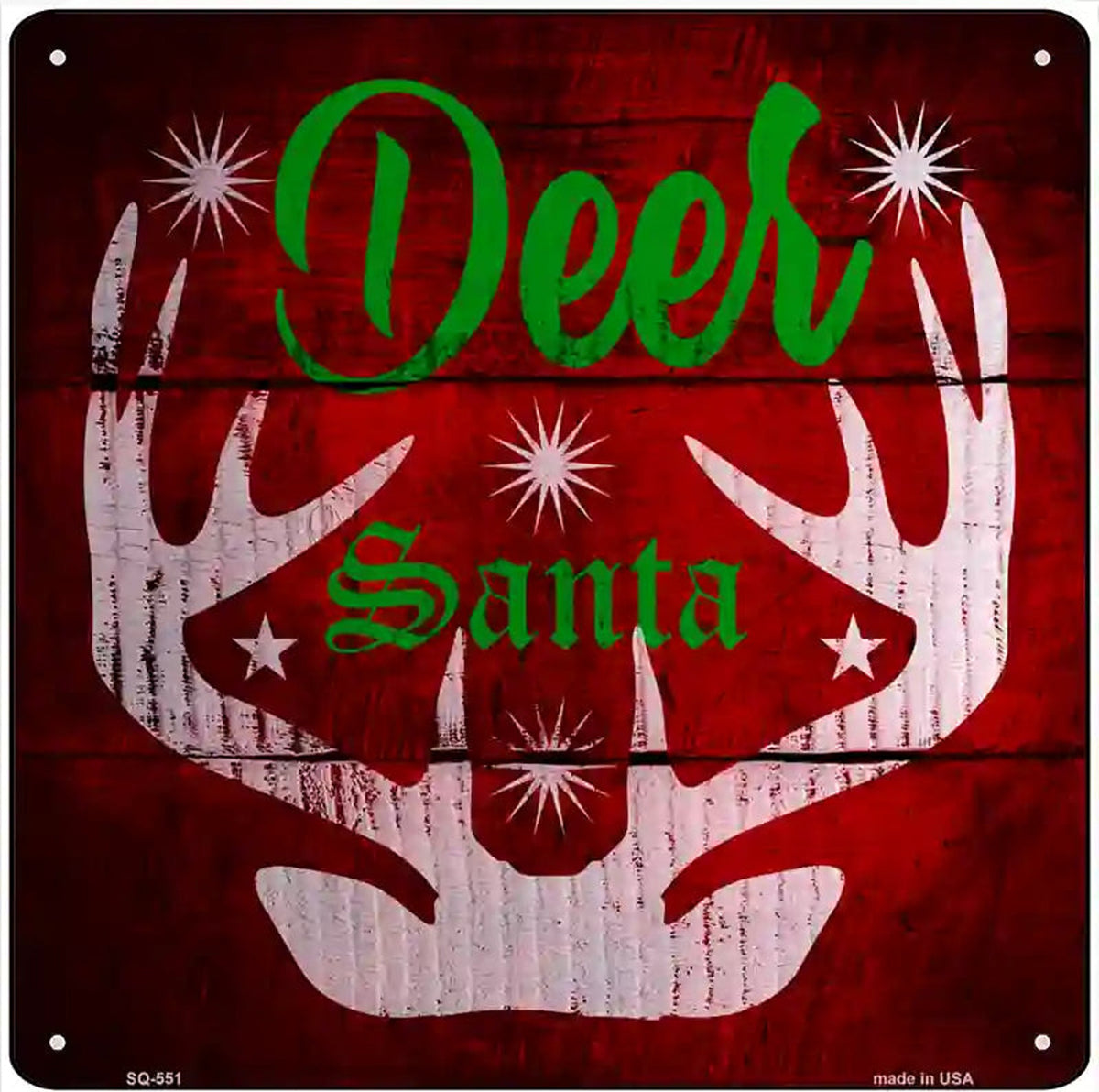 Deer Santa Novelty Metal Square Sign