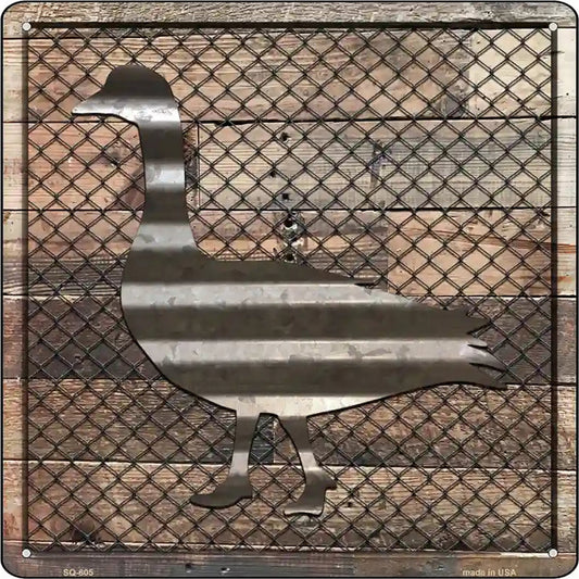 Corrugated Duck on Wood Novelty Metal Square Sign