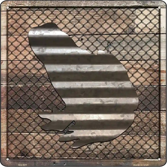 Corrugated Frog on Wood Novelty Metal Square Sign