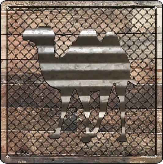 Corrugated Camel on Wood Novelty Metal Square Sign
