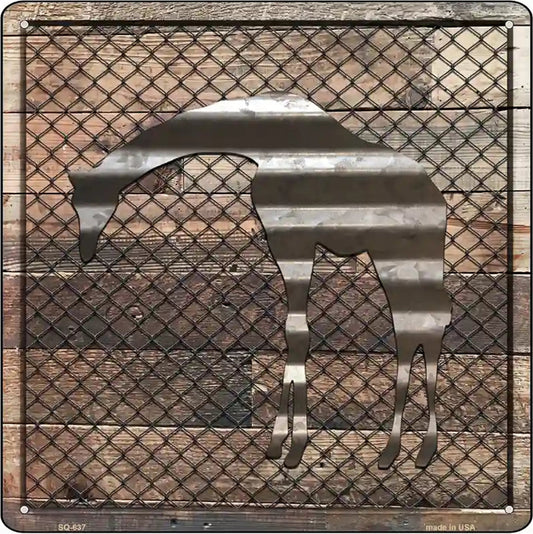 Corruagted Giraffe on Wood Novelty Metal Square Sign