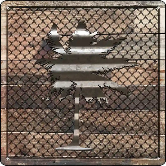 Corrugated Palm Tree on Wood Novelty Metal Square Sign