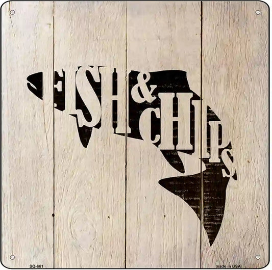 Fish Make Fish and Chips Novelty Metal Square Sign
