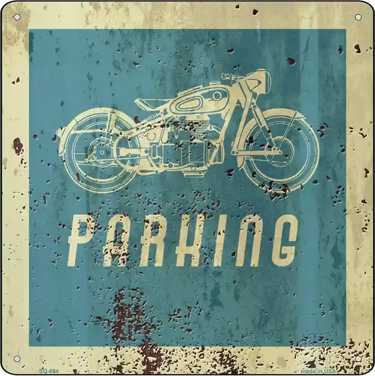 Motorcycle Parking Novelty Metal Square Sign