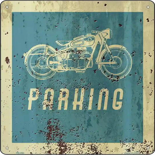 Motorcycle Parking Novelty Metal Square Sign
