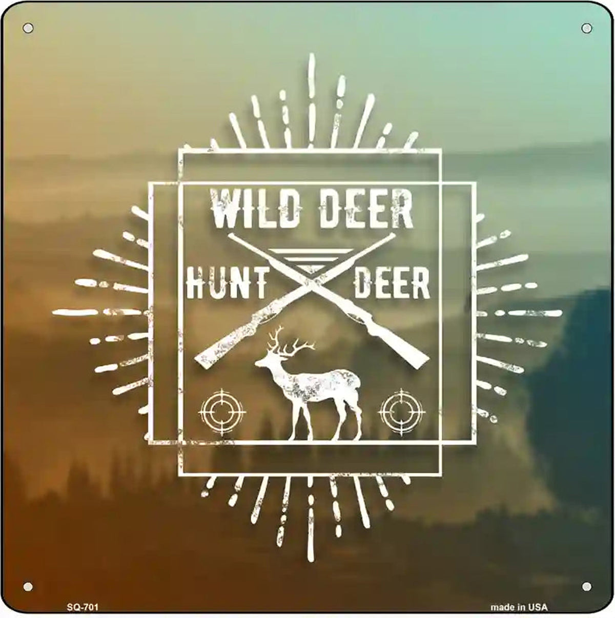 Hunt Wild Deer Novelty Metal Square Sign