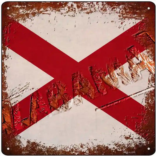Alabama Rusty Stamped Novelty Metal Square Sign