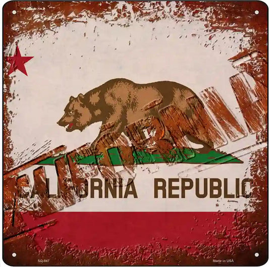 California Rusty Stamped Novelty Metal Square Sign