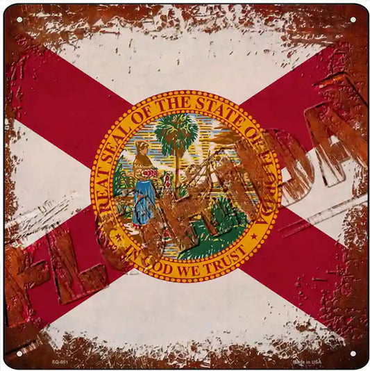 Florida Rusty Stamped Novelty Metal Square Sign