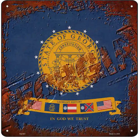 Georgia Rusty Stamped Novelty Metal Square Sign