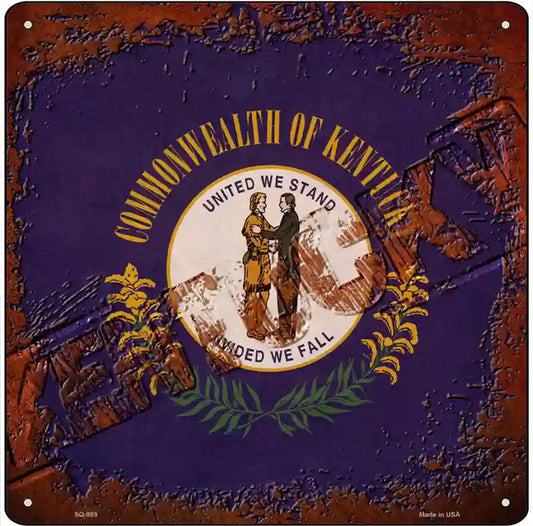Kentucky Rusty Stamped Novelty Metal Square Sign