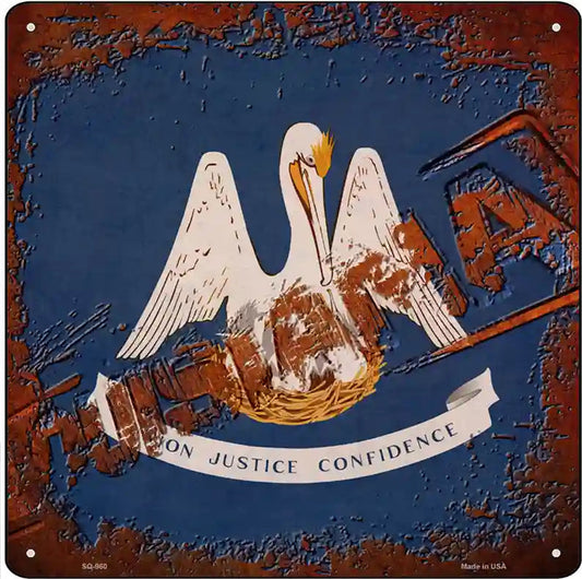 Louisiana Rusty Stamped Novelty Metal Square Sign