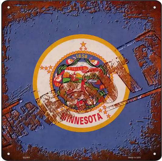 Minnesota Rusty Stamped Novelty Metal Square Sign
