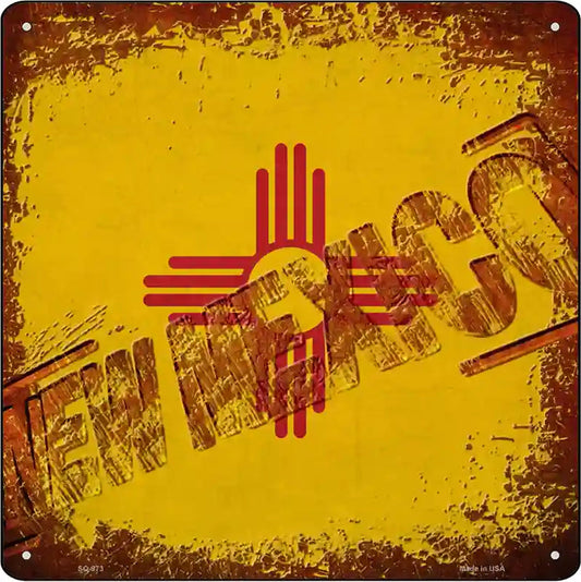 New Mexico Rusty Stamped Novelty Metal Square Sign