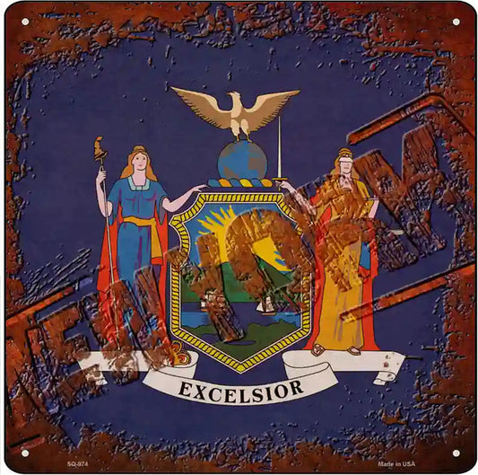 New York Rusty Stamped Novelty Metal Square Sign