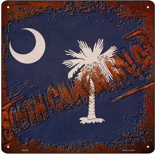 South Carolina Rusty Stamped Novelty Metal Square Sign