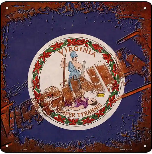 Virginia Rusty Stamped Novelty Metal Square Sign