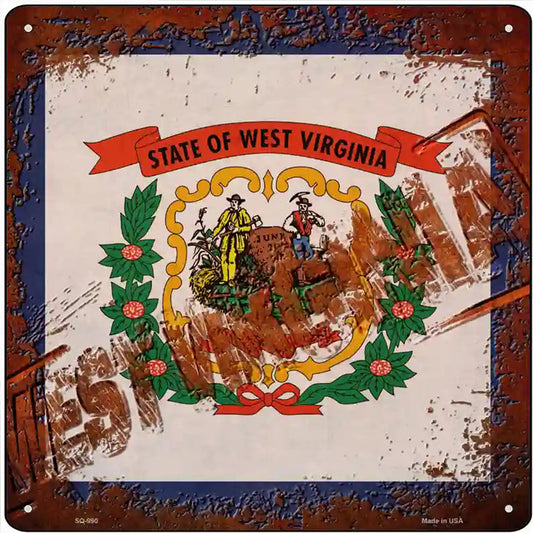 West Virginia Rusty Stamped Novelty Metal Square Sign