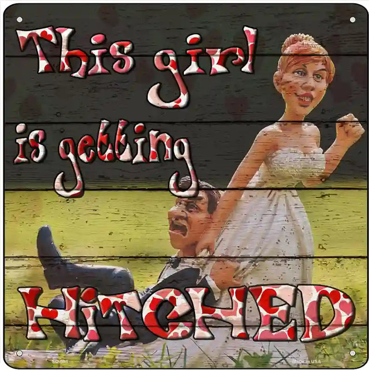 Getting Hitched Novelty Metal Square Sign